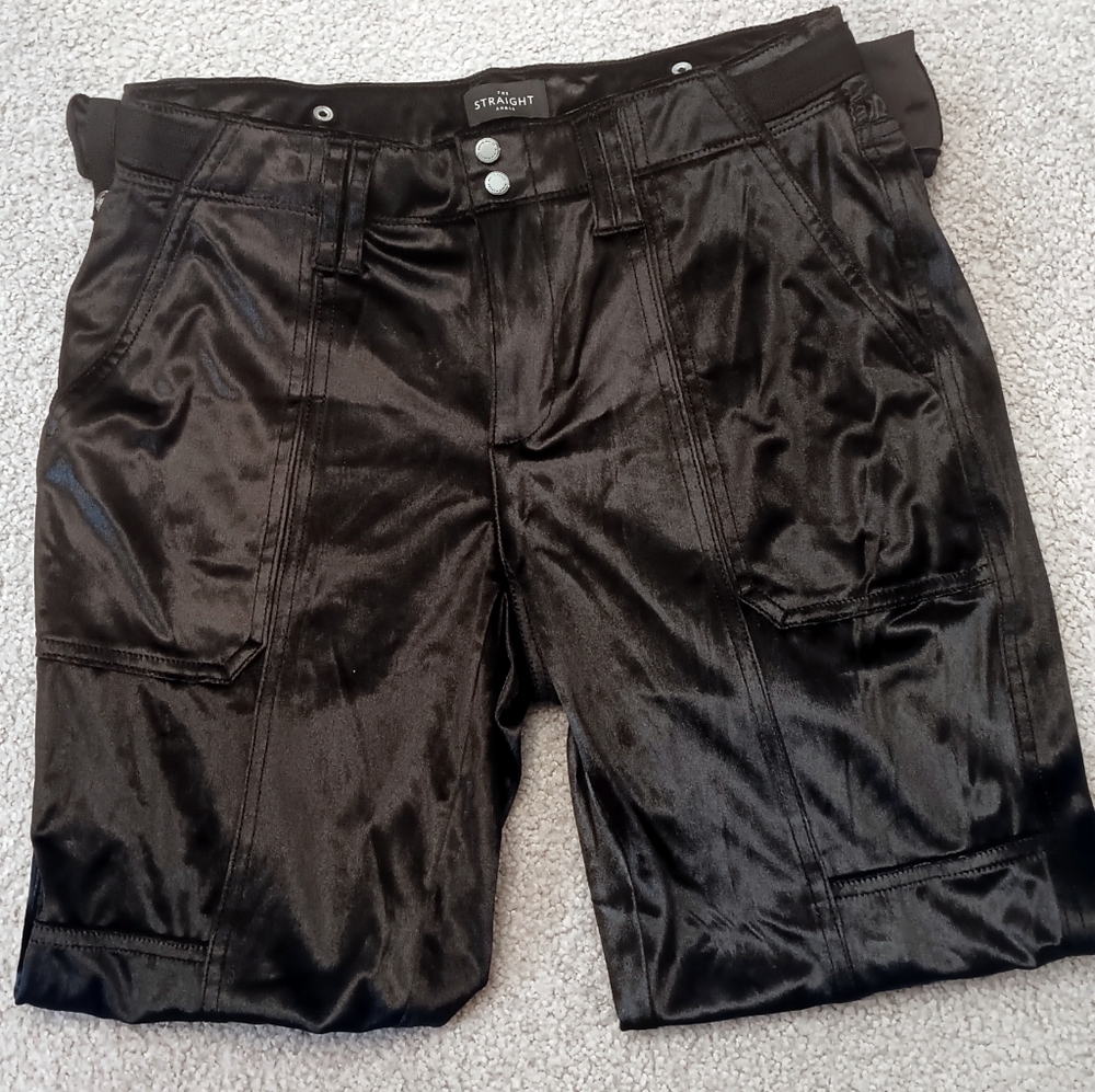 Black Satin Pants- The Straight Ankle WHBM Sz 6